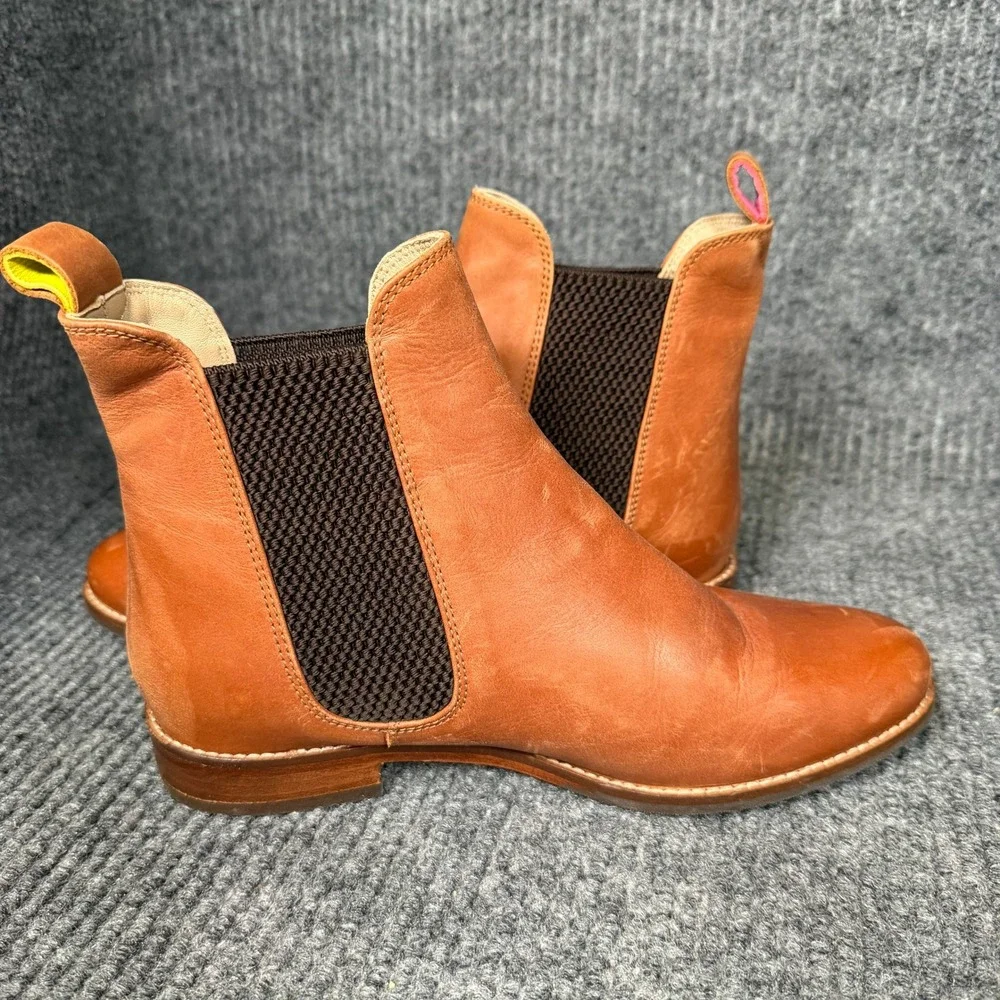 Joules Chelsea Boots UK 4 EU 37 US 6 Tan Leather Pull On Minimalist Casual India